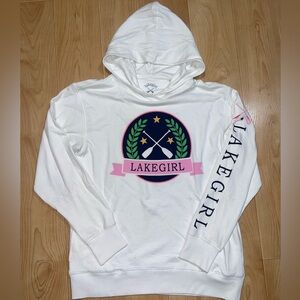 Lakegirl White Hoodie with Pink and Navy Accents